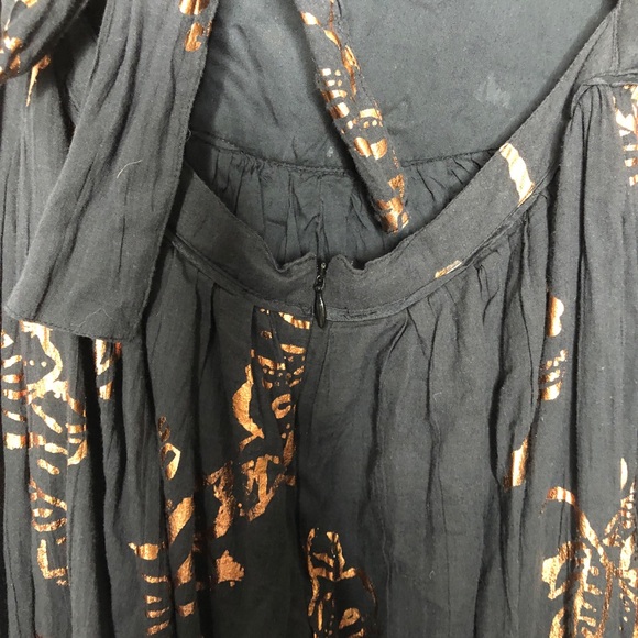 Free People Baja Babe Midi Dress Black Gold Small. Good condition. - Picture 8 of 10